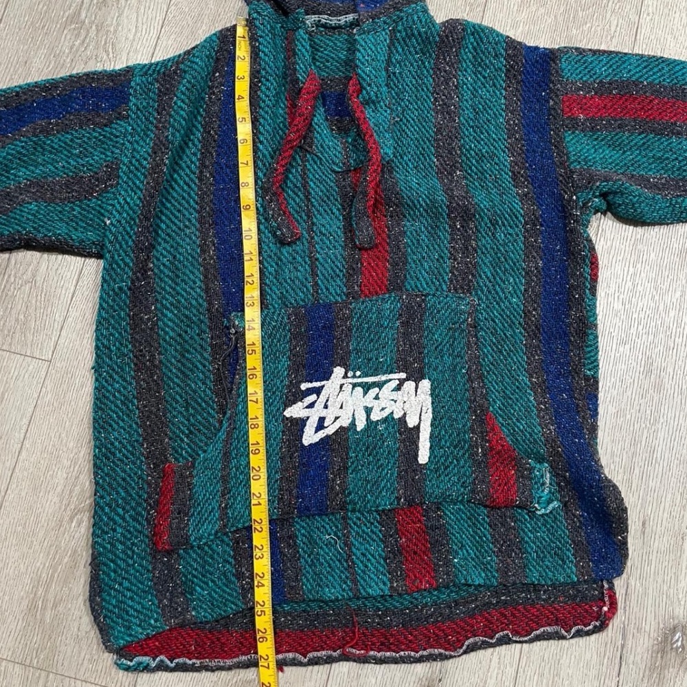 Vintage 90s Stussy Baja Hoodie Drug Rug Pullover One 8 Ball Rasta Sz S - M - Picture 5 of 7